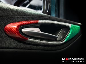 Alfa Romeo Giulia Interior Door Handle Surround Trim Kit - Carbon Fiber - Italian Theme - Feroce Carbon Alfa Romeo Giulia Interior Door Handle Surround Trim Kit - Carbon Fiber - Italian Theme - Feroce Carbon